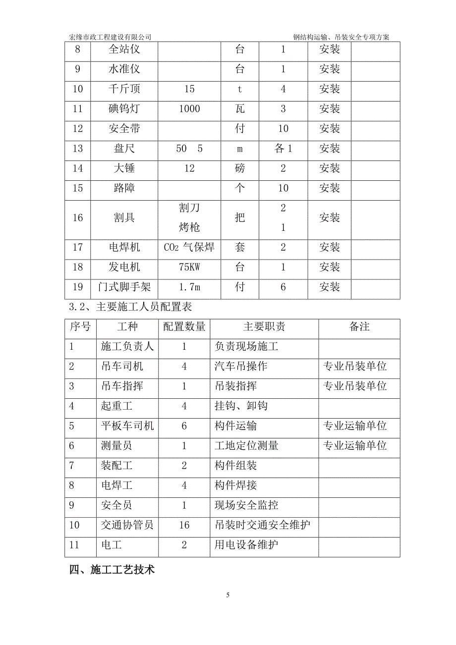 二环线雄楚大街人行天桥工程钢结构吊装方案1_第5页