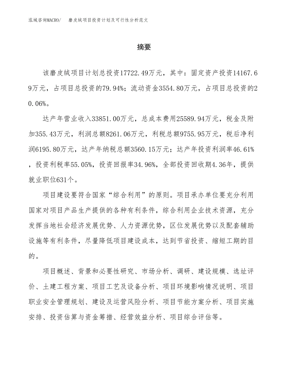 磨皮绒项目投资计划及可行性分析范文_第2页