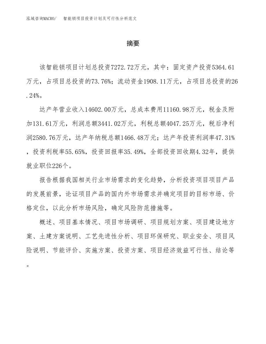 智能锁项目投资计划及可行性分析范文_第2页