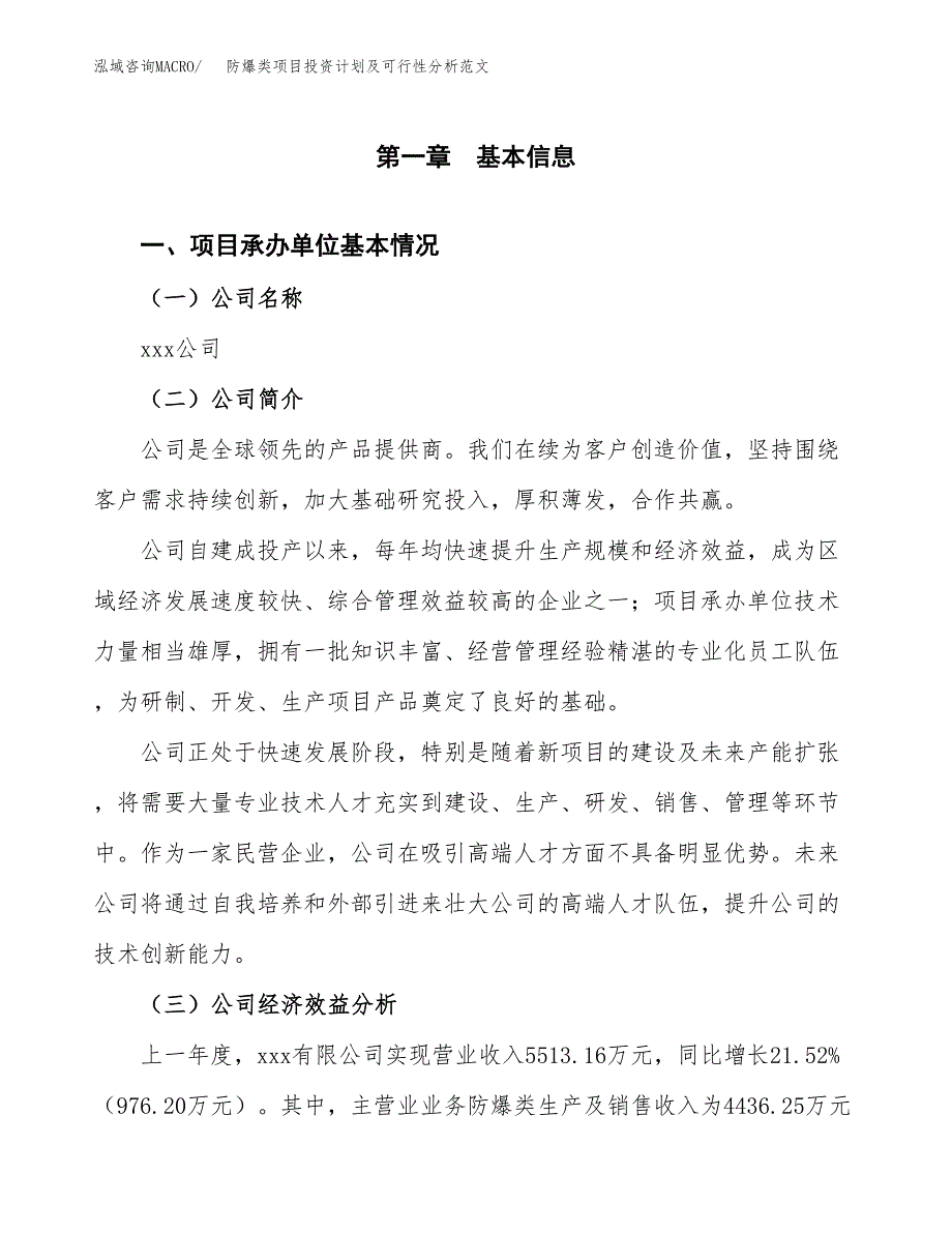 防爆类项目投资计划及可行性分析范文_第4页