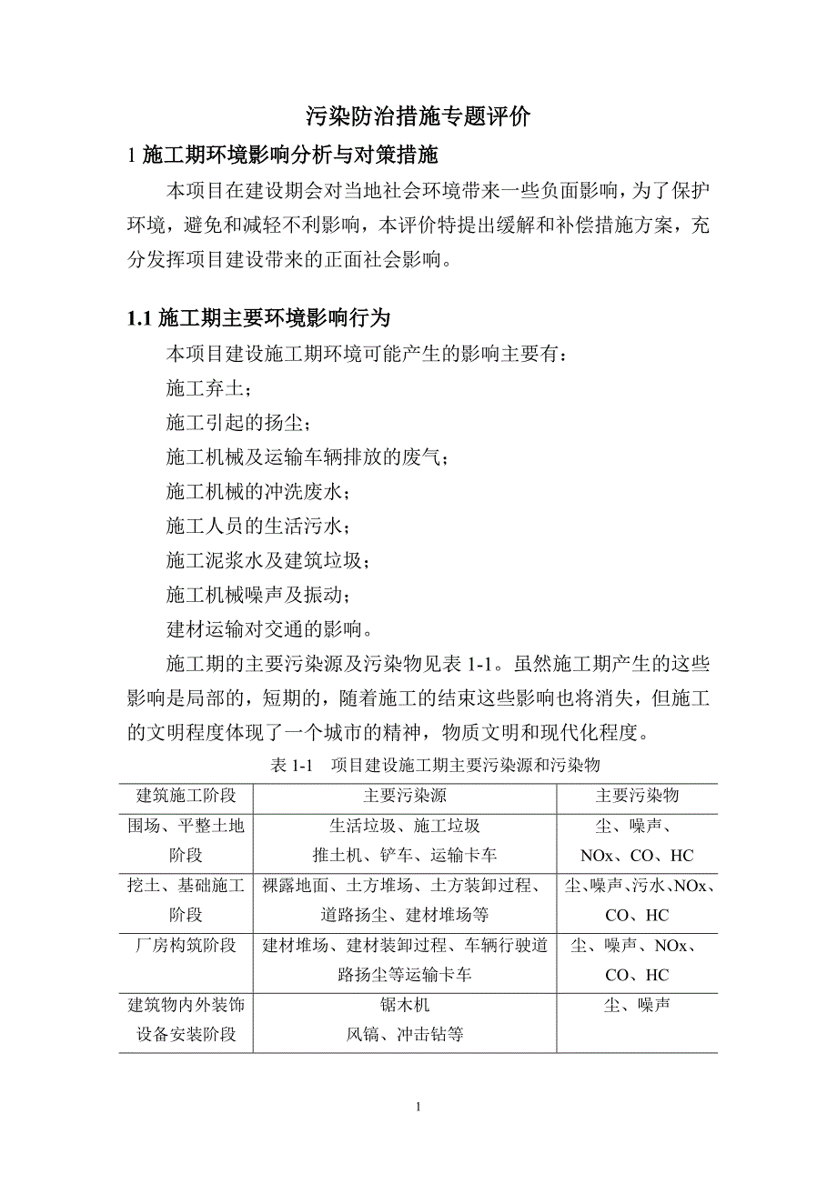 施工期环境影响评价分析与对策措施_第1页