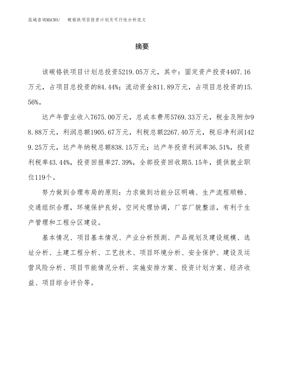 碳铬铁项目投资计划及可行性分析范文_第2页