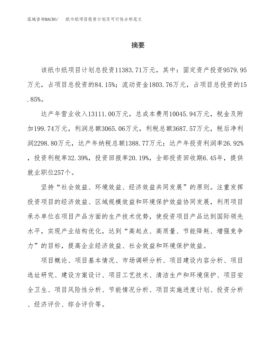 纸巾纸项目投资计划及可行性分析范文_第2页