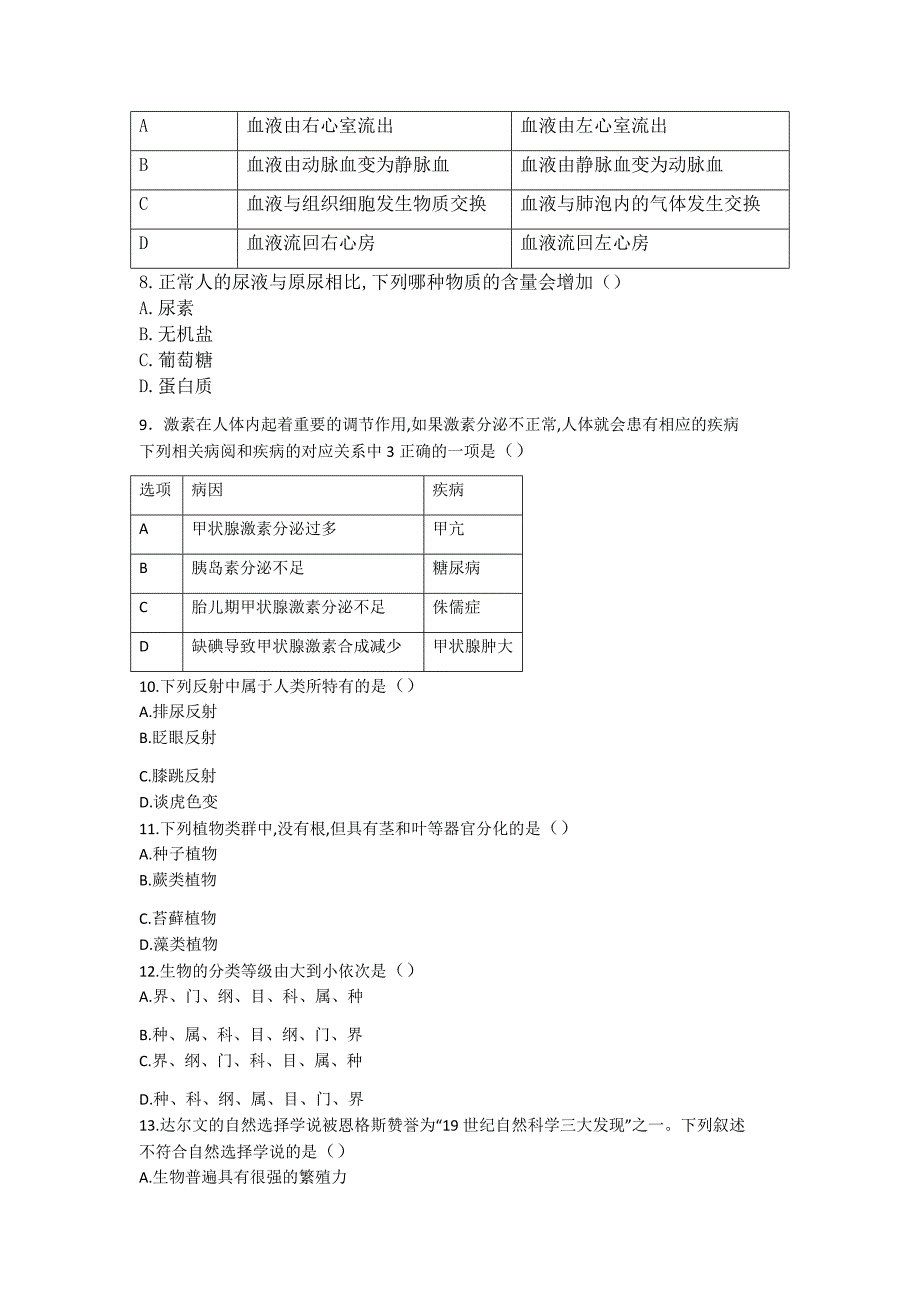 2018年兰州中考生物试题、答案(A卷).doc_第2页