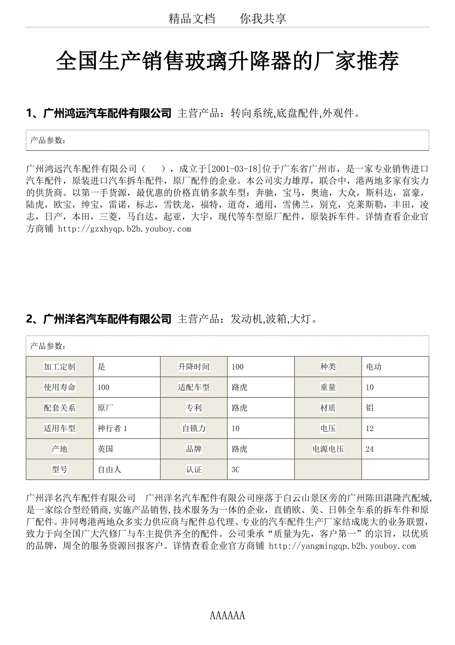 全国生产销售玻璃升降器的厂家-玻璃升降器厂家推荐2018.07_第1页