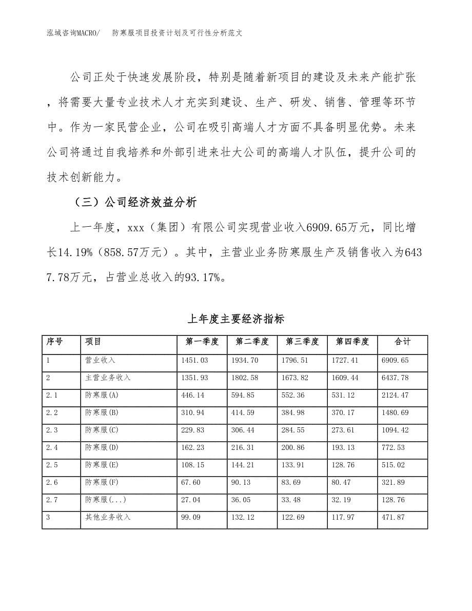 防寒服项目投资计划及可行性分析范文_第5页