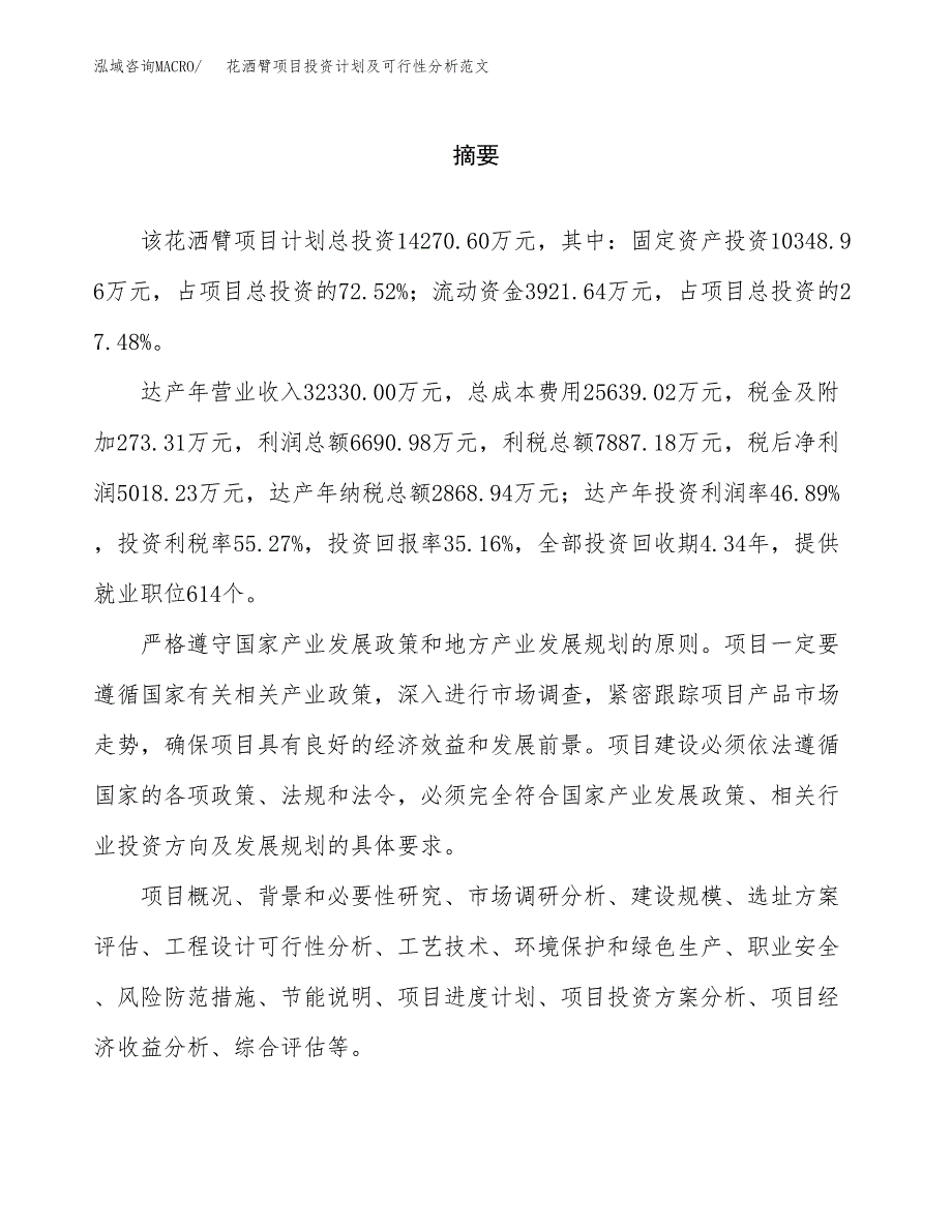 花洒臂项目投资计划及可行性分析范文_第2页