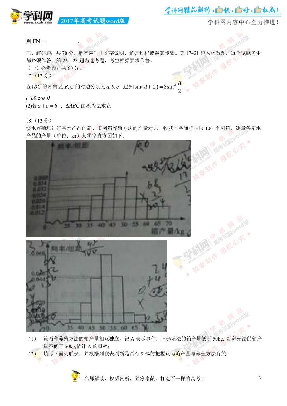 2017全国ⅱ卷高考理数试题下载真题答案精编版_第3页