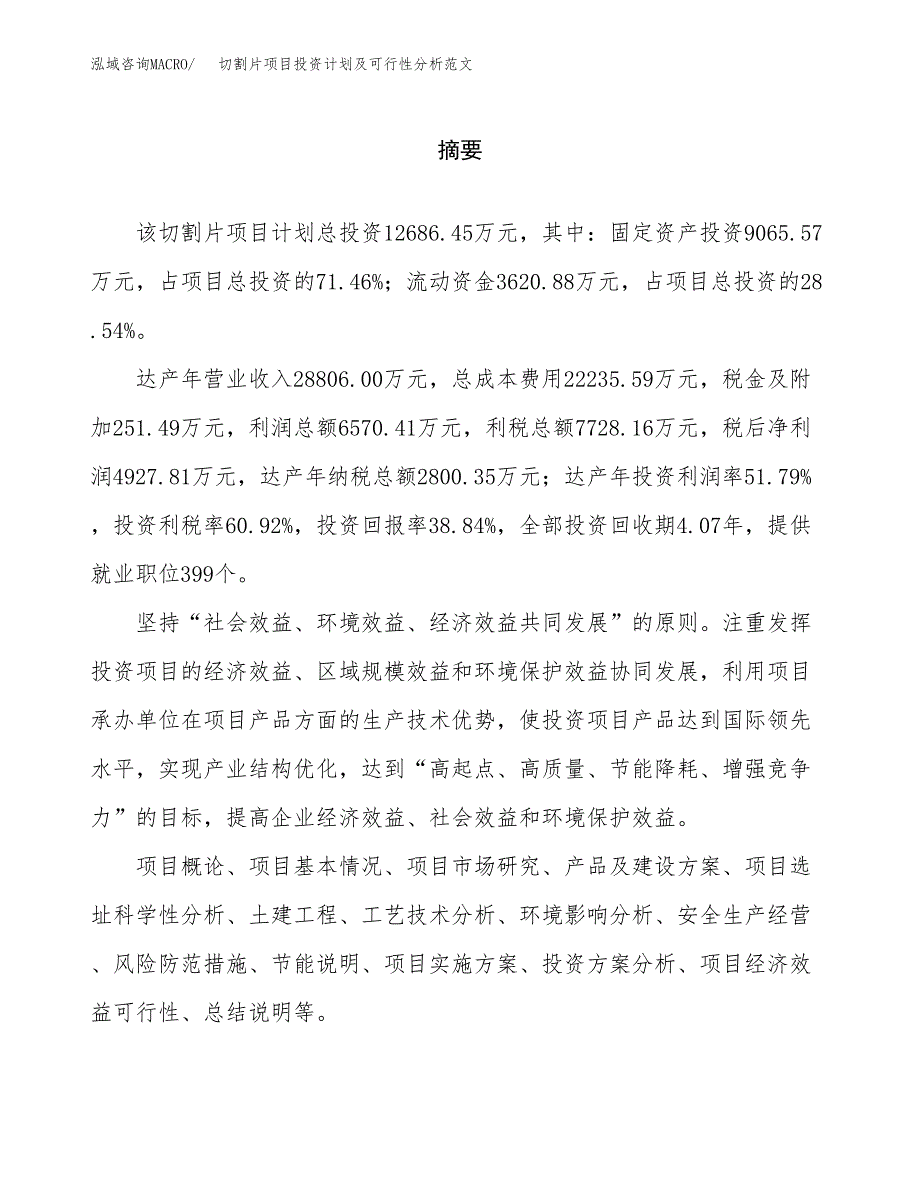 切割片项目投资计划及可行性分析范文_第2页