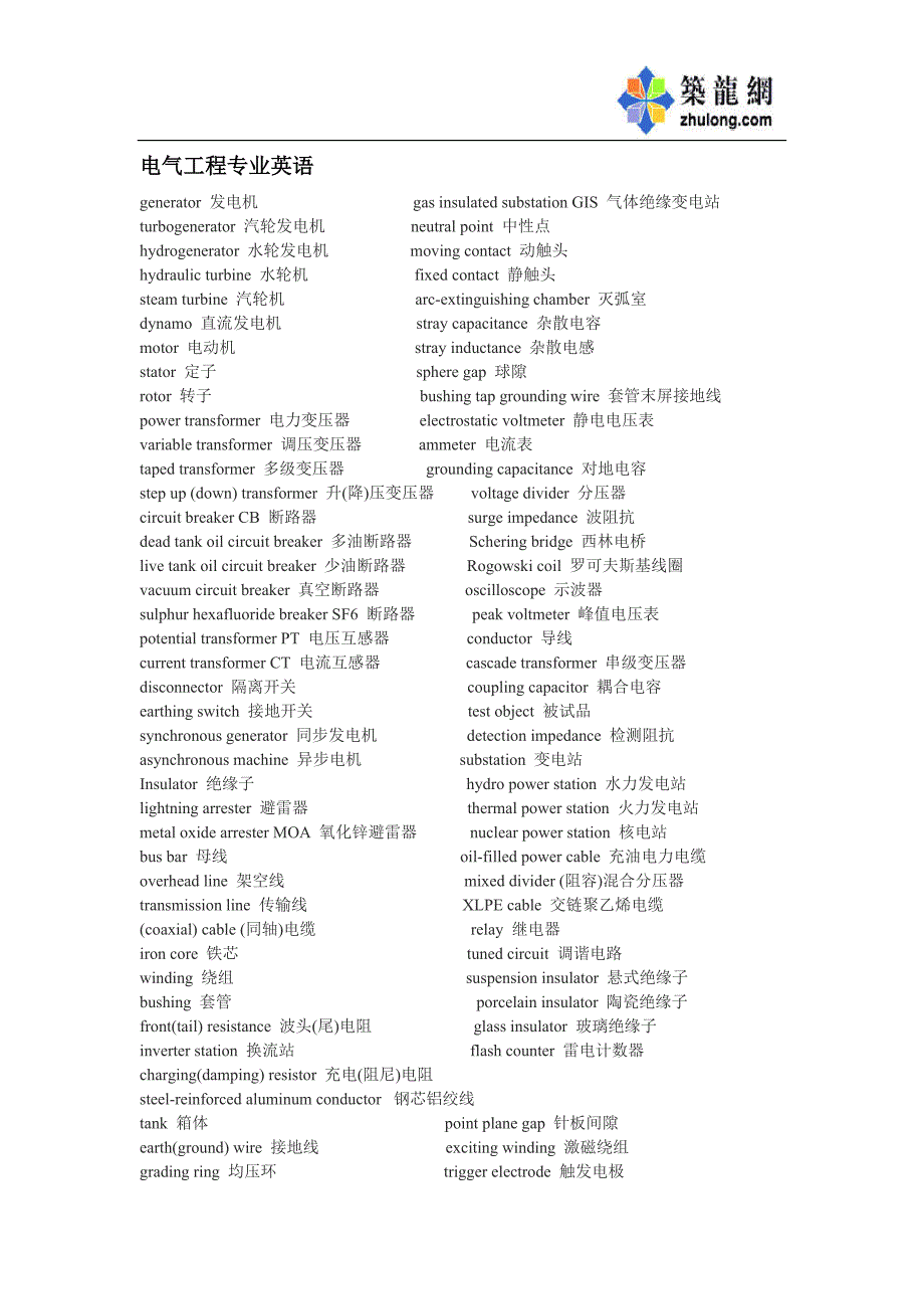 最基本的电气工程专业英语_第1页