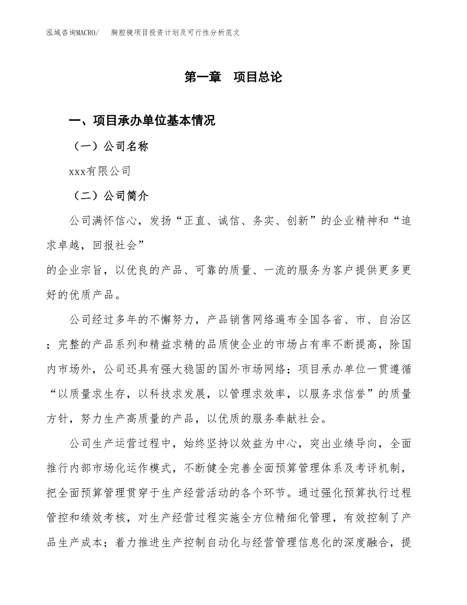 胸腔镜项目投资计划及可行性分析范文_第4页