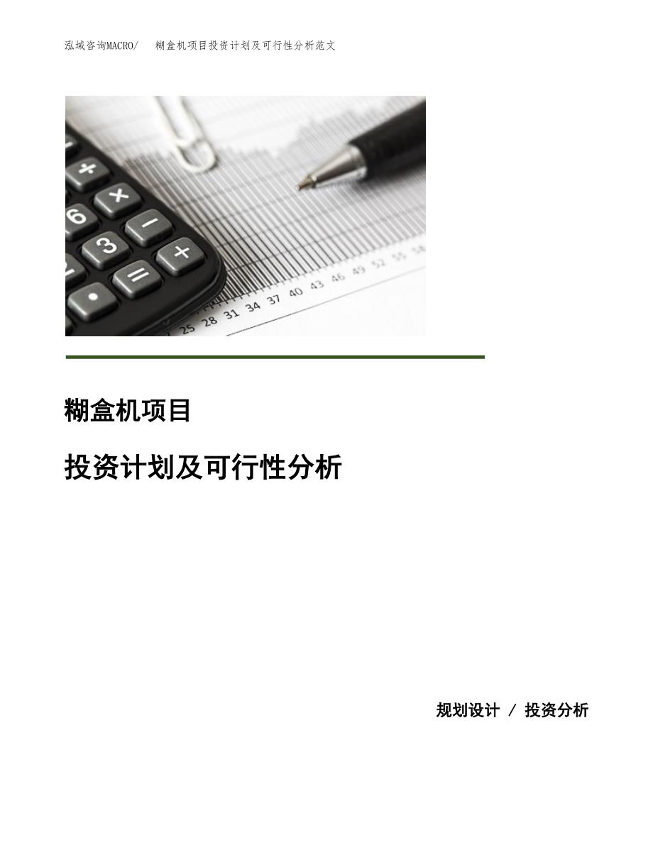 糊盒机项目投资计划及可行性分析范文_第1页