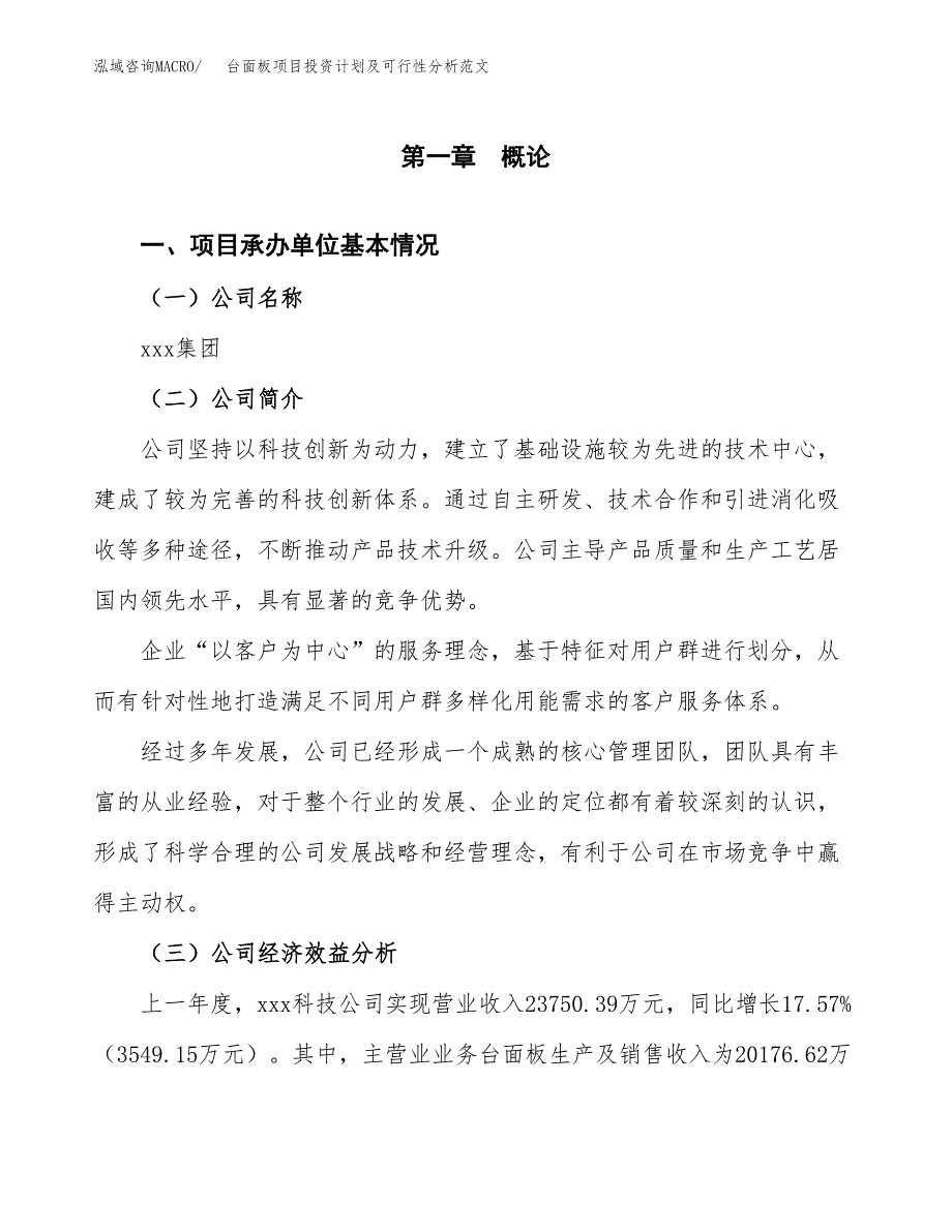 台面板项目投资计划及可行性分析范文_第4页