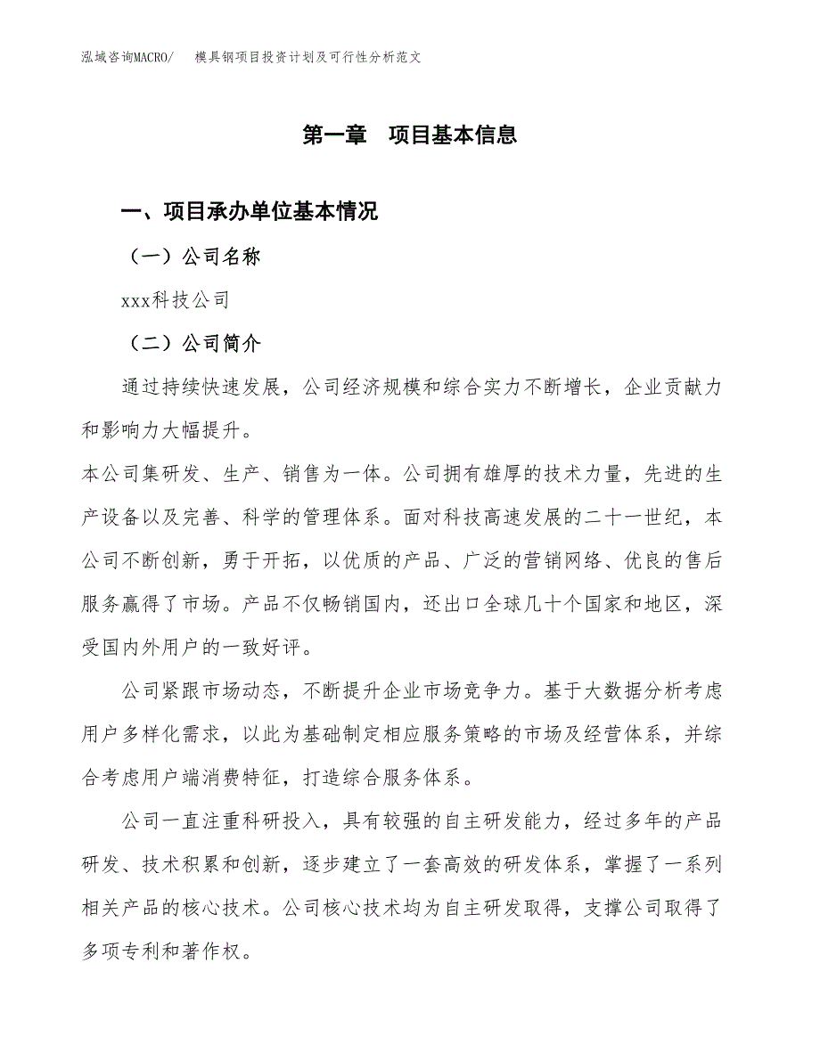 模具钢项目投资计划及可行性分析范文_第4页