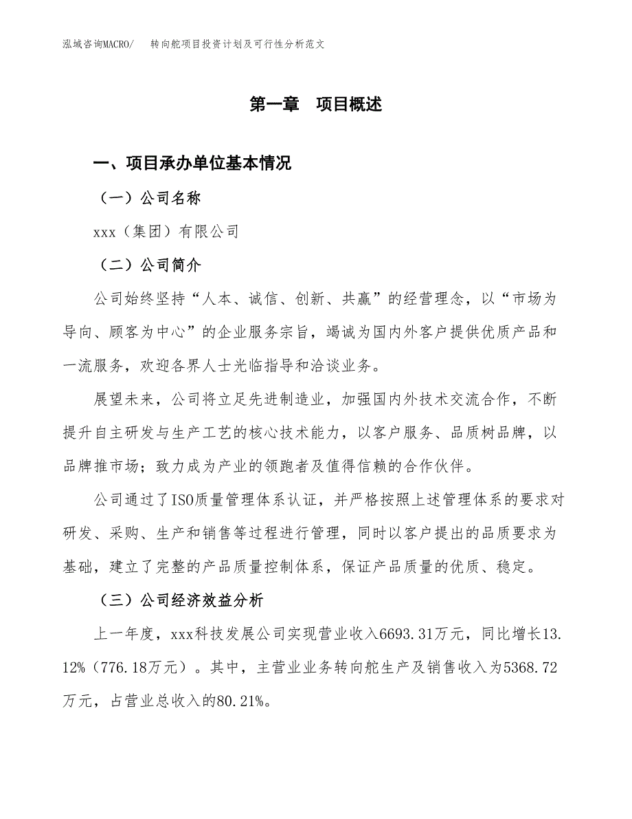 转向舵项目投资计划及可行性分析范文_第4页