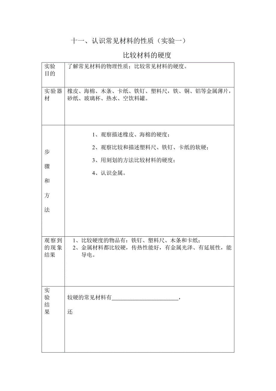 三年级科学上实验报告单汇总_第4页