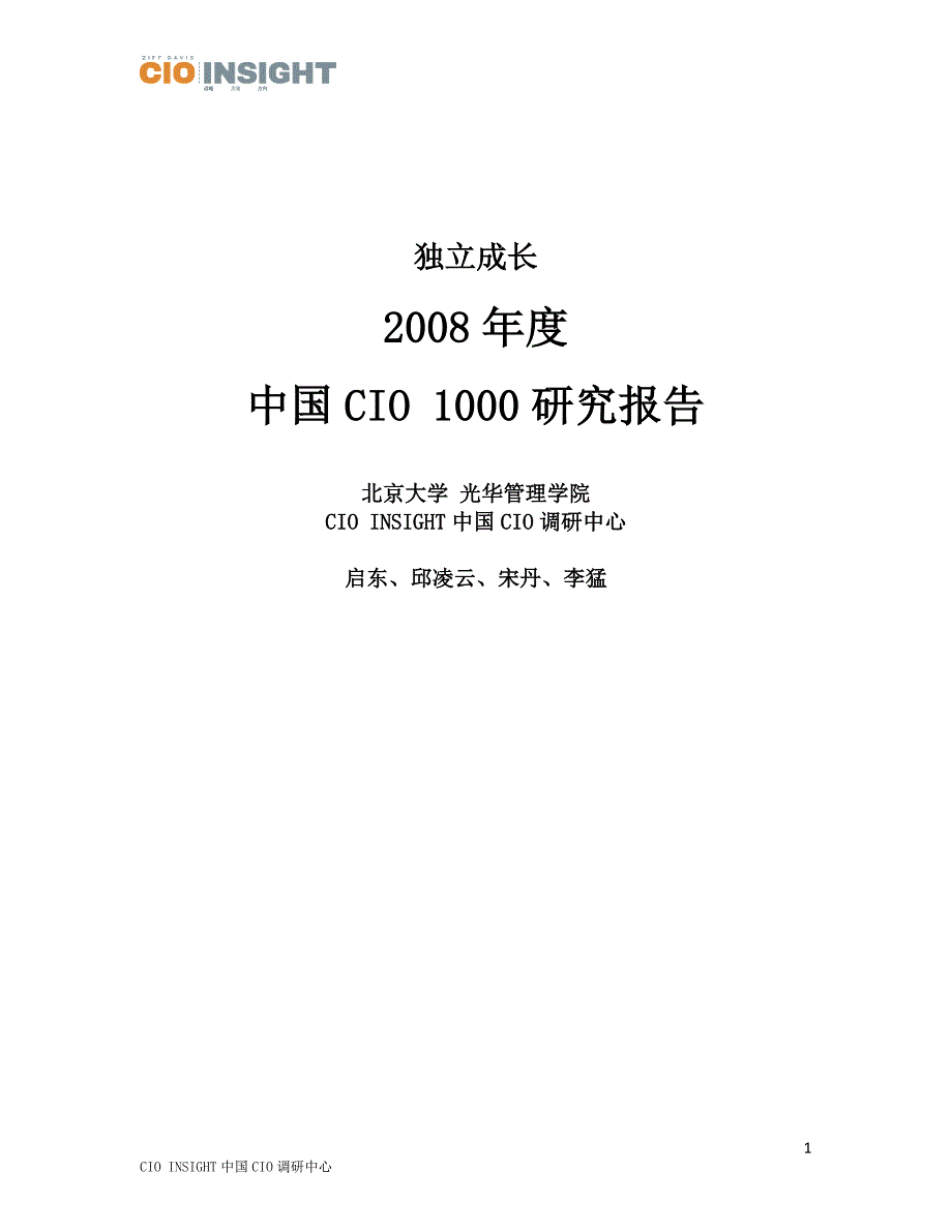 中国CIO-1000研究报告_第1页