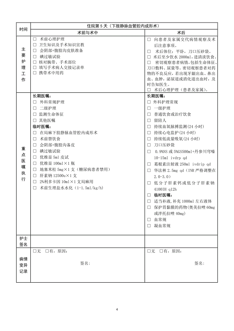 下肢静脉功能不全手术版的临床路径护理版题库_第4页