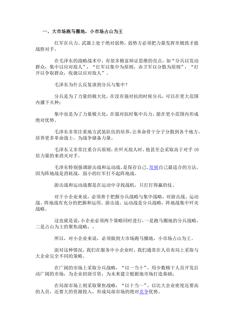 小企业圈地还是占山战略战术思考_第1页