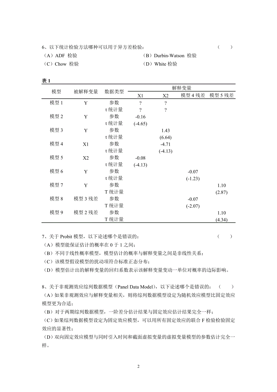 中国科学院农业政策研究中心博士研究生入学考试计量经济学_第2页