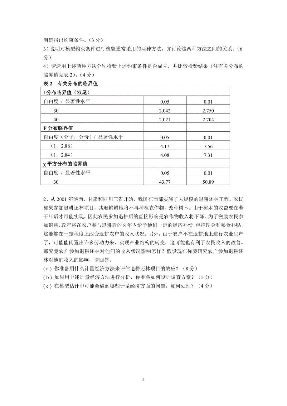 中国科学院农业政策研究中心博士研究生入学考试计量经济学_第5页