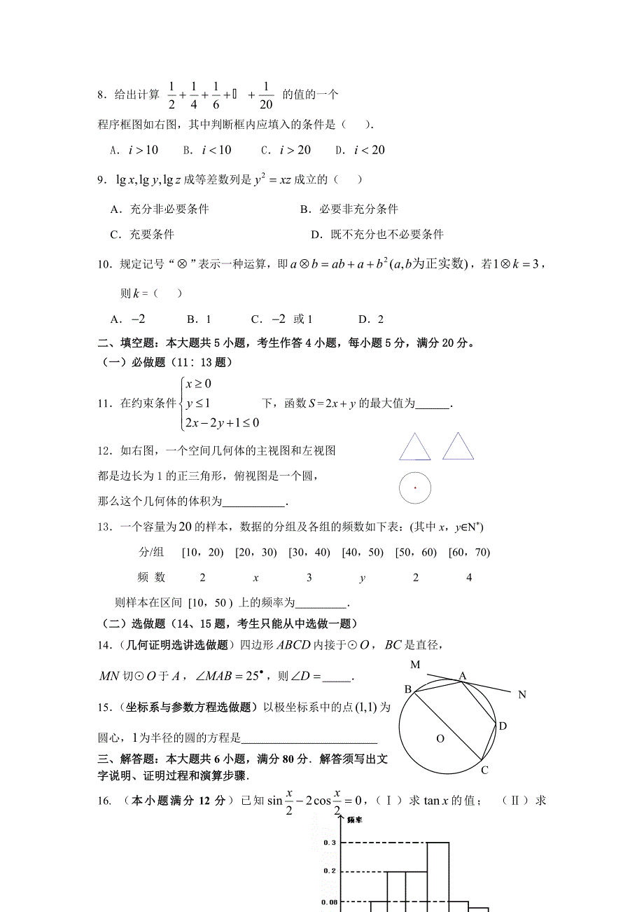 广东省高考全真模拟考试文科数学试题五_第2页