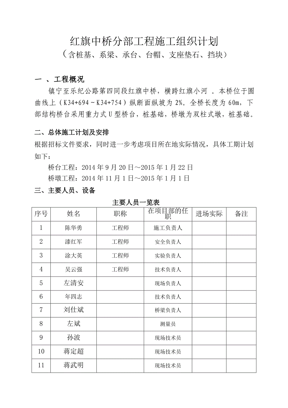 红旗中桥分部(下部)开工报告_第1页