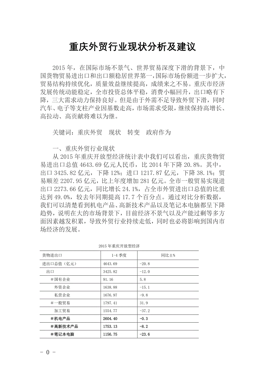 重庆外贸行业现状及建议_第1页