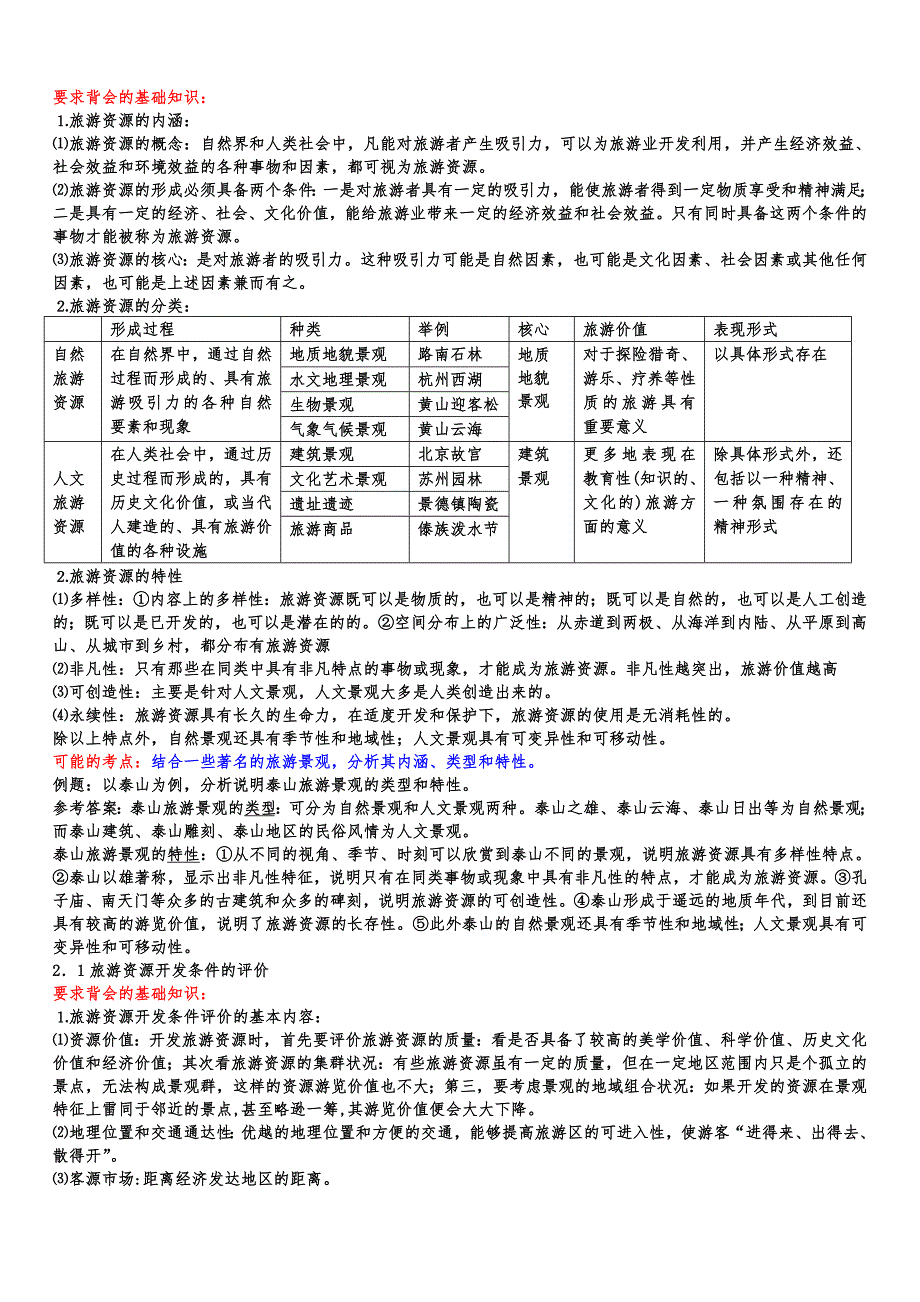 2019届高考旅游地理完整知识点和考点_第2页