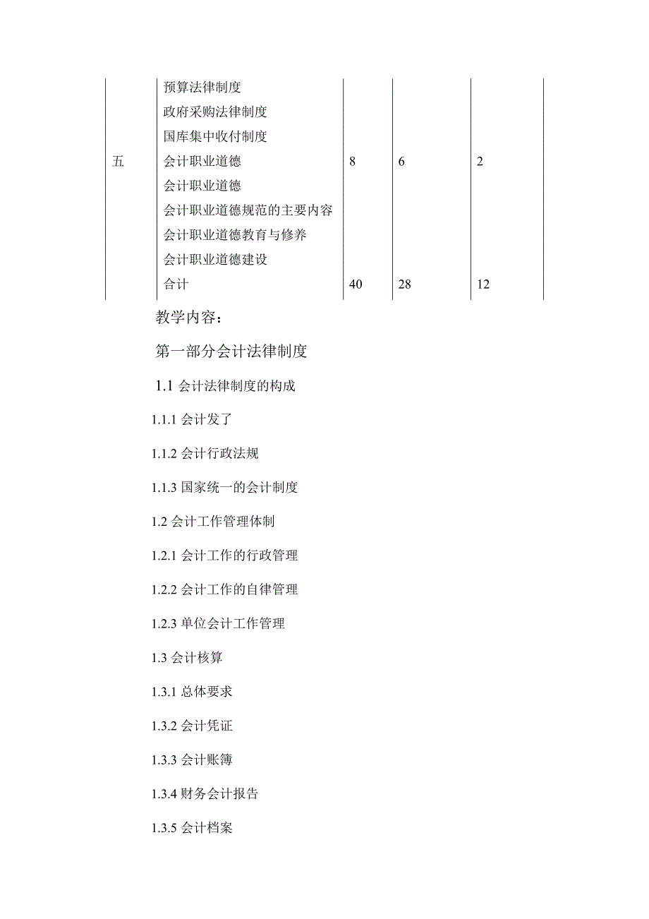 财经法规和会计职业道德教学大纲_第2页