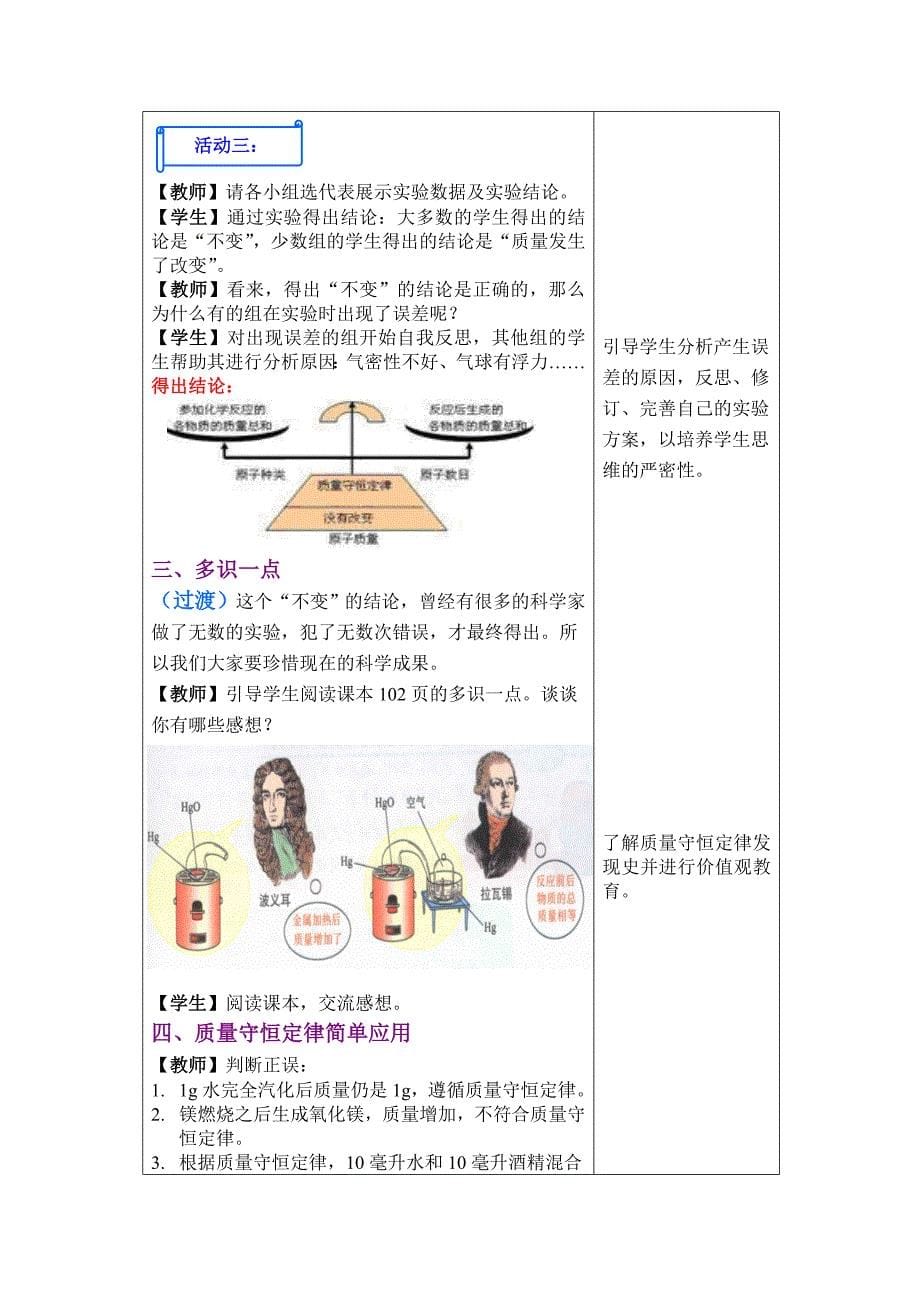 化学反应中的质量守恒教学设计_第5页