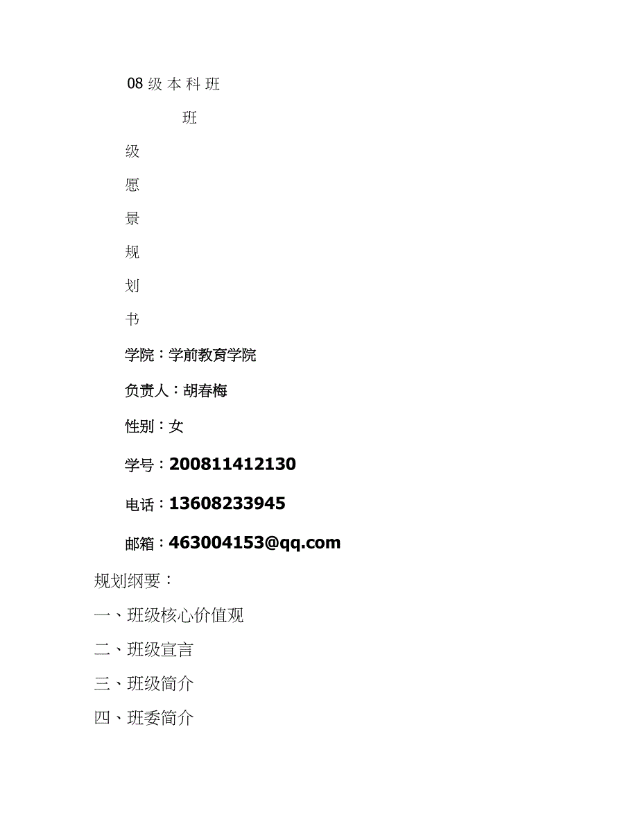 学前08本科班班级愿景策划书图文_第1页