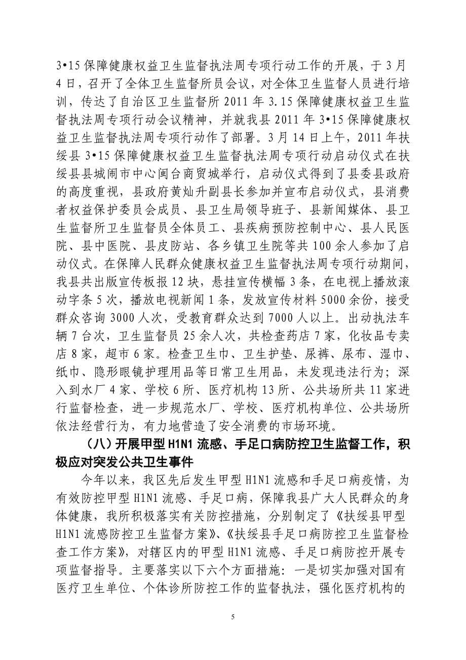 扶绥县卫生监督所工作总结及工作计划_第5页