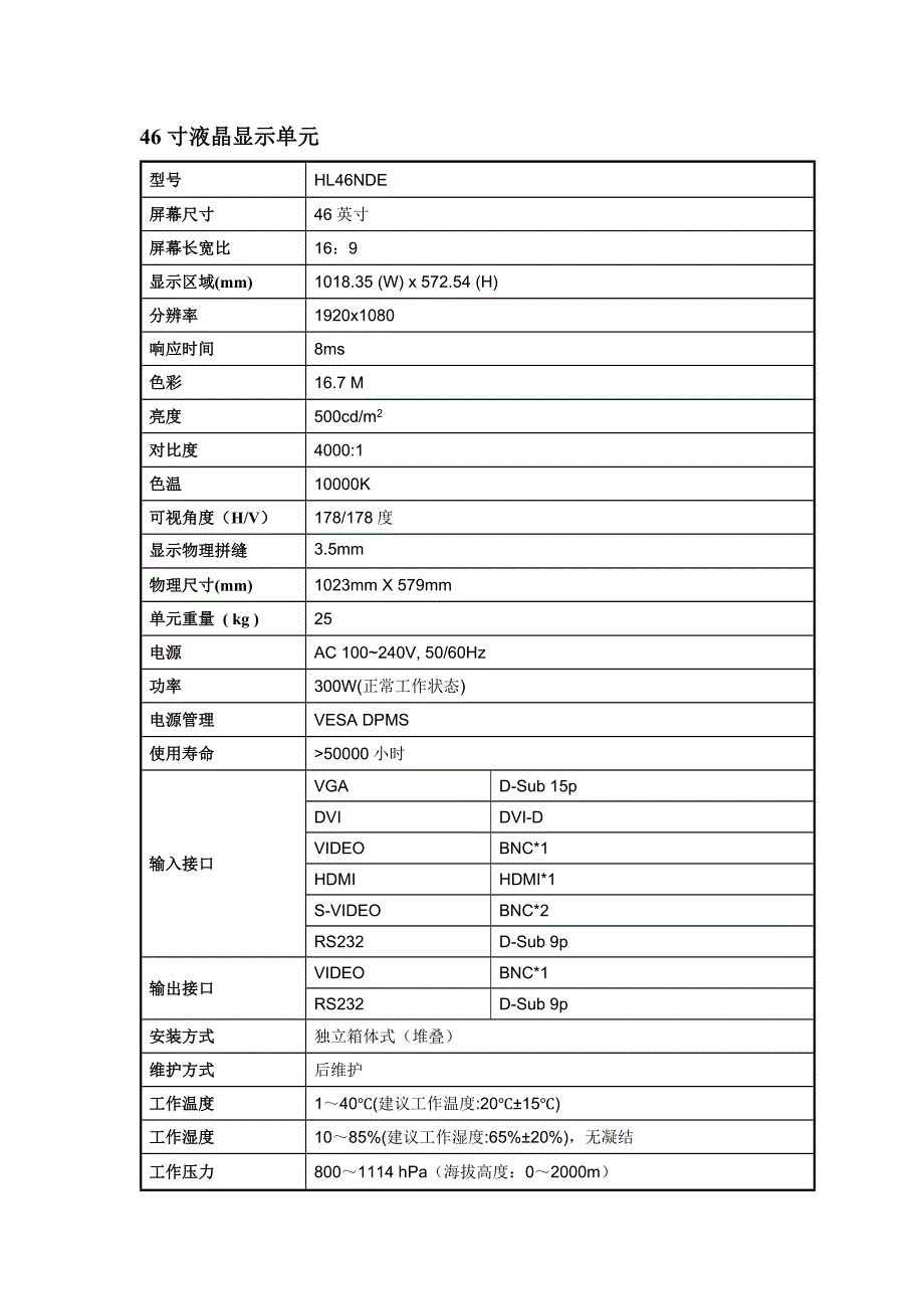 液晶46寸-55寸 参数_第1页