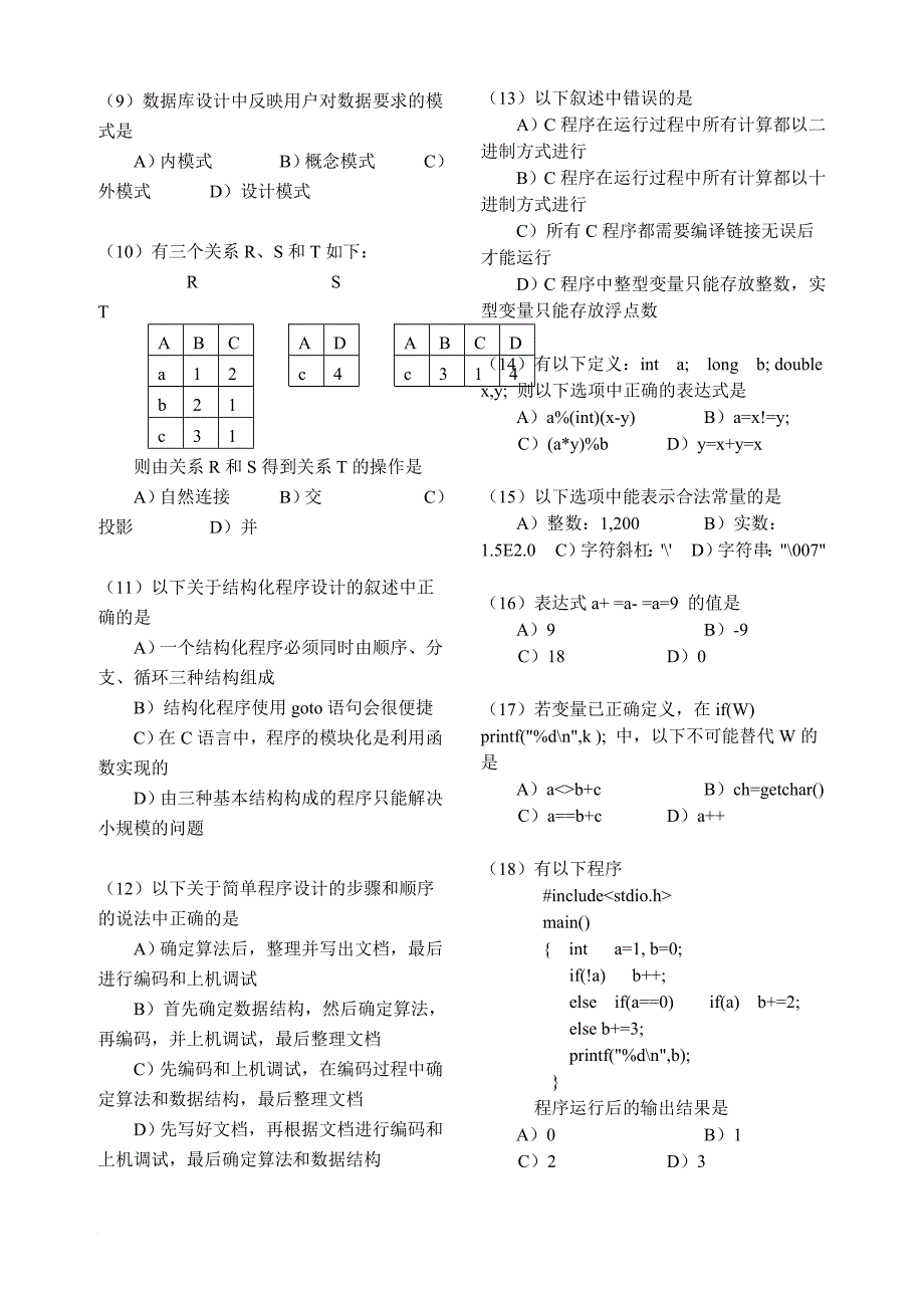 全国计算机等级考试9月笔试试题_第2页