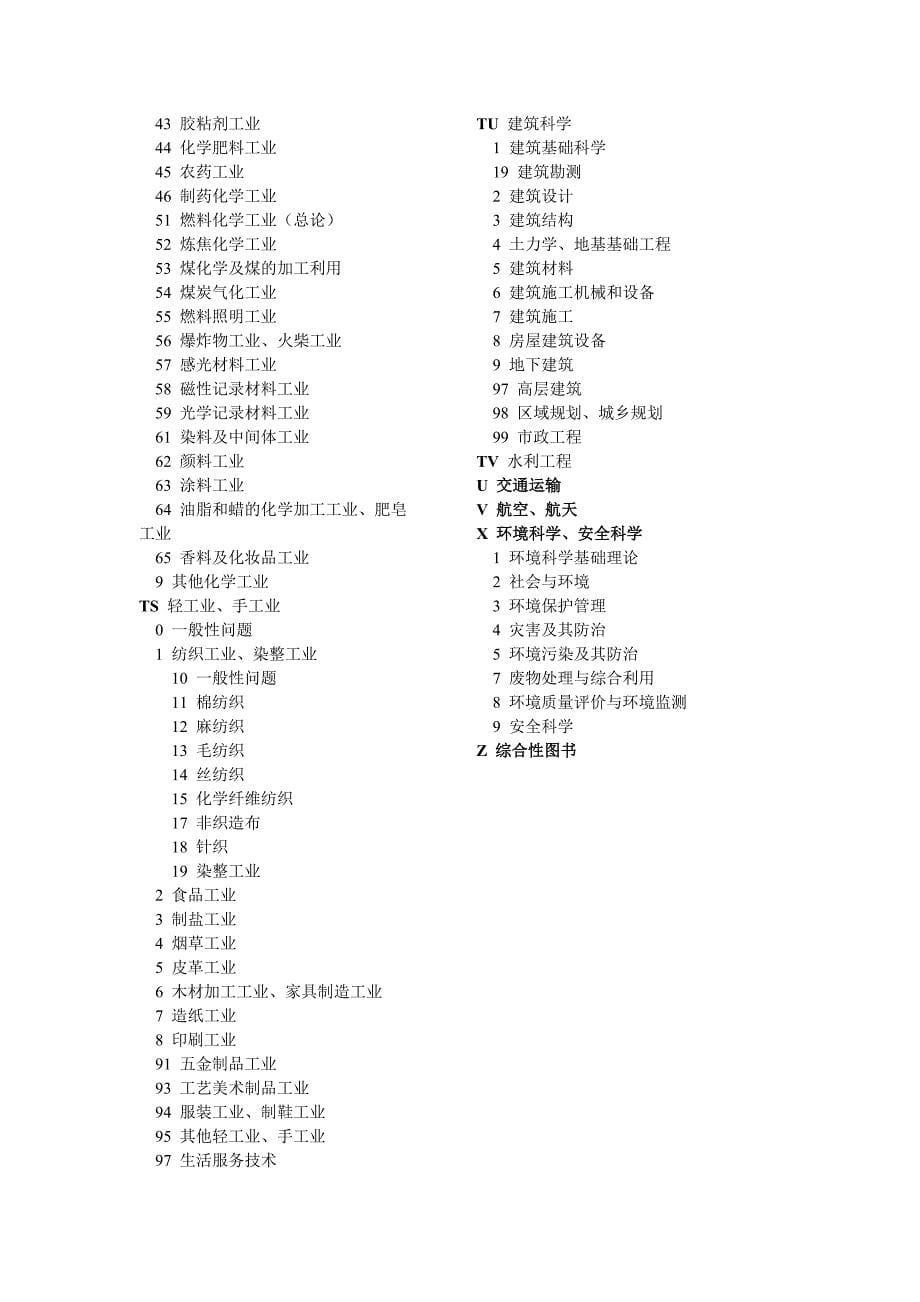 中国图书馆分类法-武汉纺织大学图书馆_第5页
