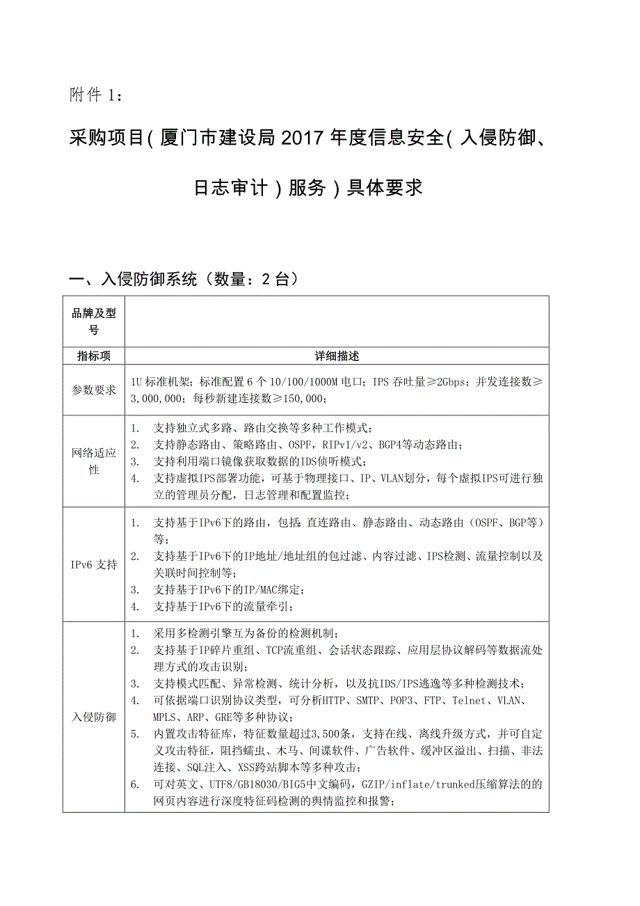 采购项目厦门建设局2017年信息安全入侵防御日志_第1页