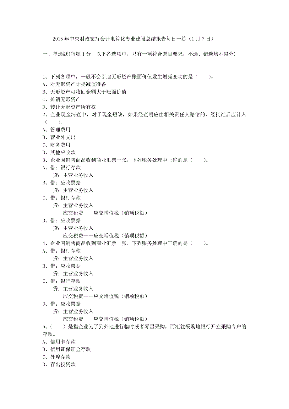 中央财政支持会计电算化专业建设总结报告每日一练1月7日_第1页