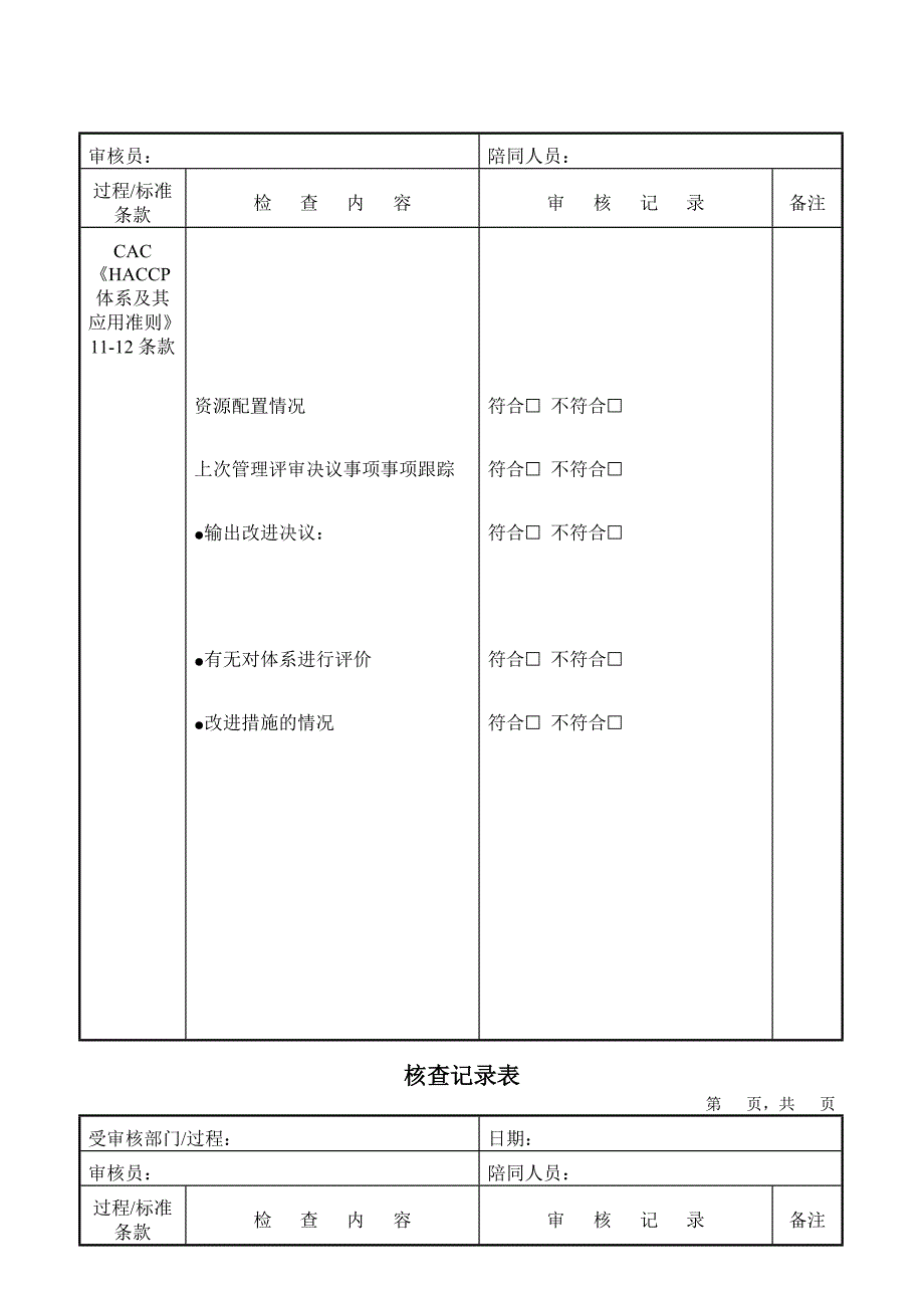 CAC的核查记录表HACCP_第3页