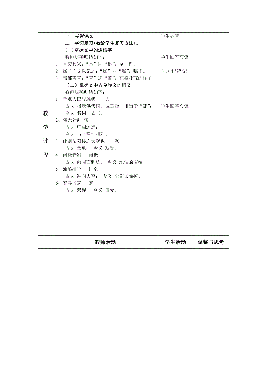 《岳阳楼记》复习课教学设计(1)_第2页