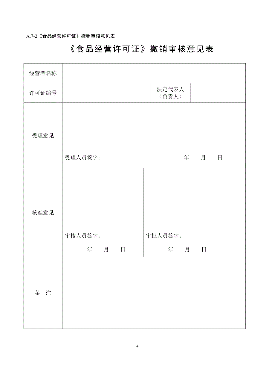 A7-1《食品经营许可证》撤销申请书_第4页