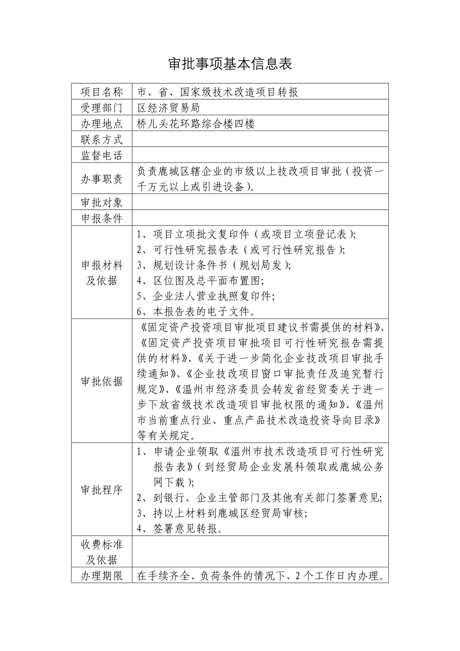 审批事项基本信息表精_第1页