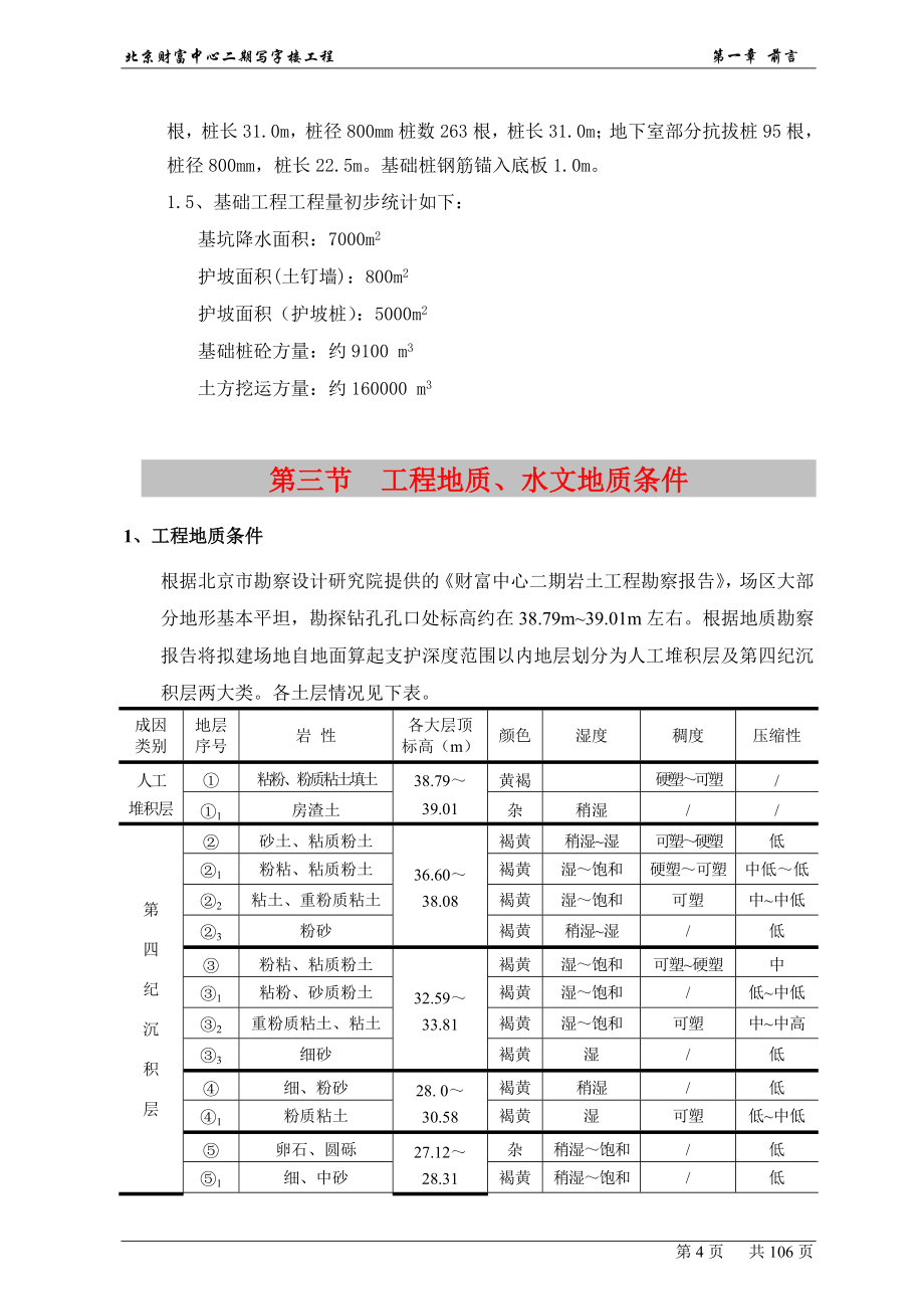 财富中心二期写字楼工程土方降水护坡基础桩设计及施工方案08.8.11_第4页