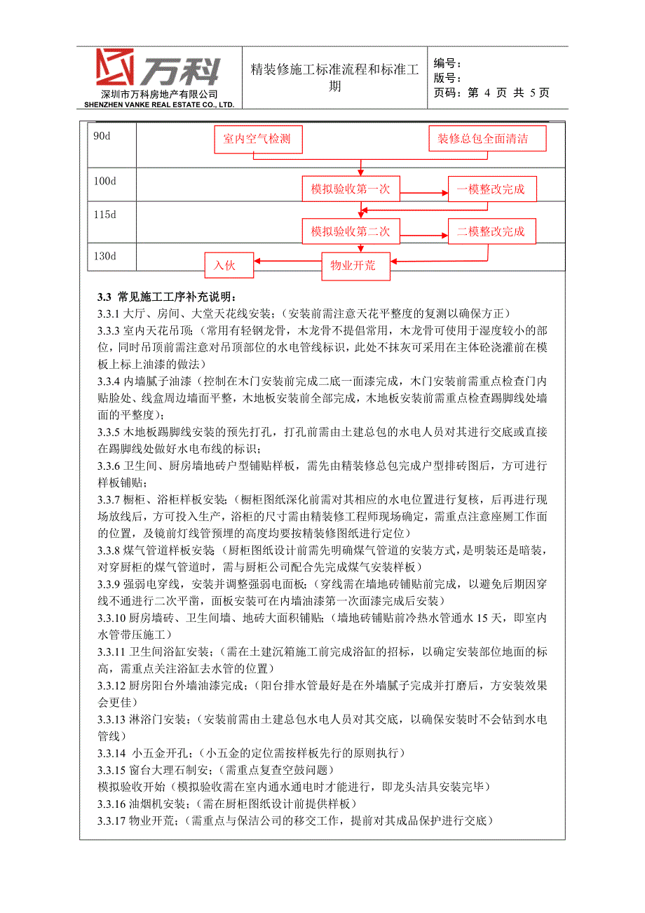 Mdl-bn-p万科精装修标准流程与工期_第4页