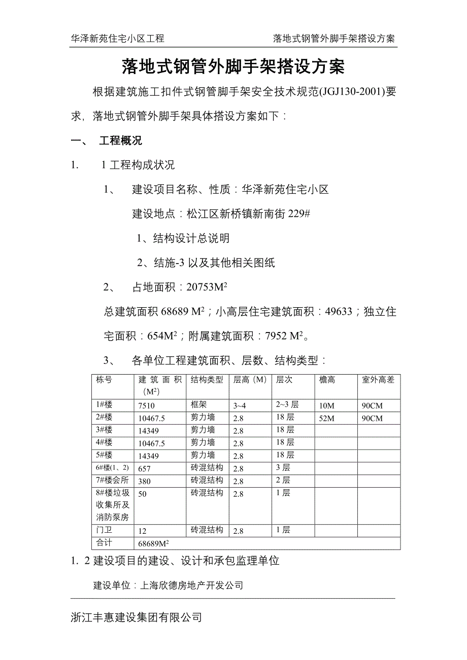 落地式钢管外脚手架搭设方案(DOC)_第1页