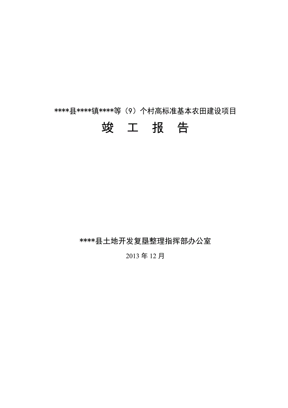 高标准基本农田项目竣工报告(DOC)_第1页