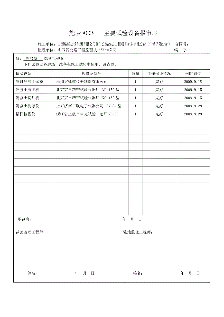 施表A008---主要试验设备报审表(1)_第3页