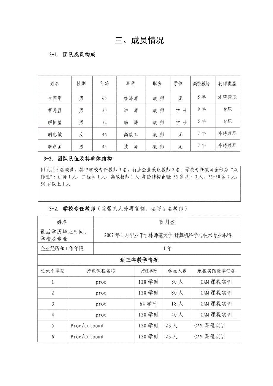 数控铣削技术优秀教学团队附件3推荐表_第5页