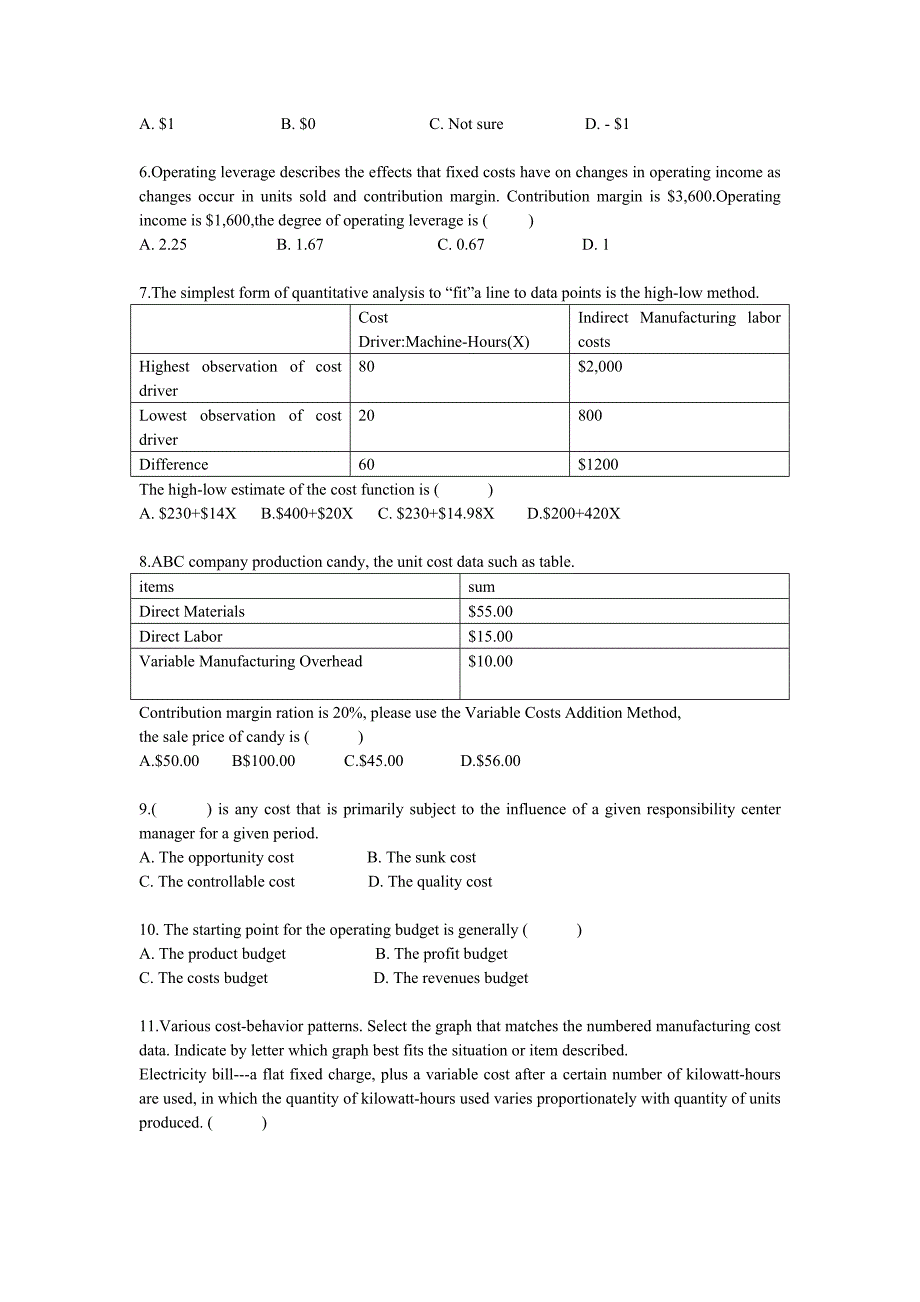 管理会计双语考试试卷_第2页