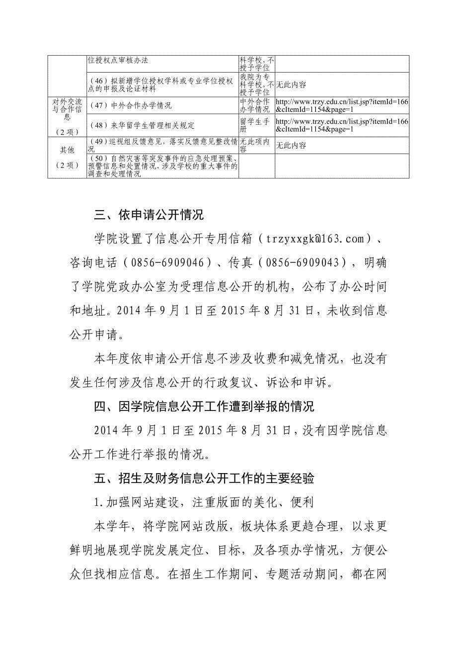 铜仁职业技术学院201信息公开工作报告_第5页
